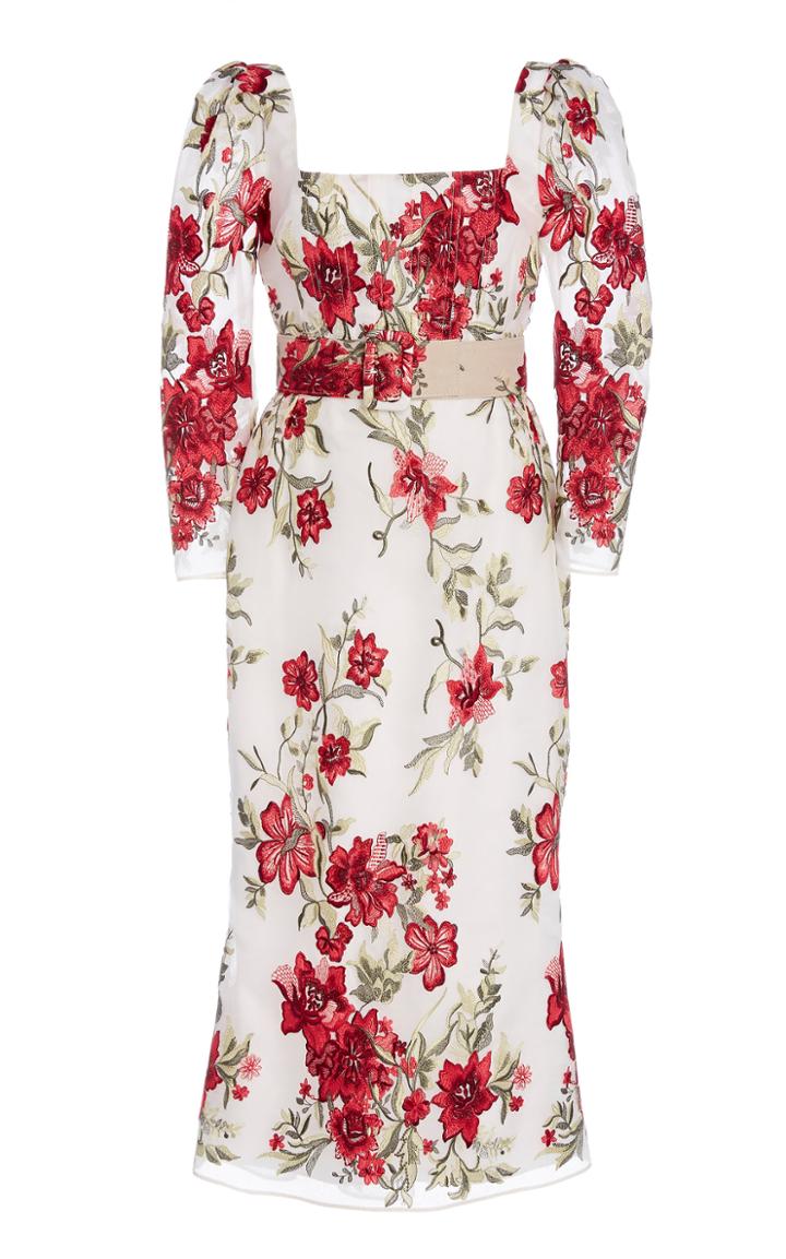 Moda Operandi Marchesa Belted Silk Dress