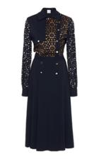 Stella Jean Lace Midi Blouson Sleeve Dress