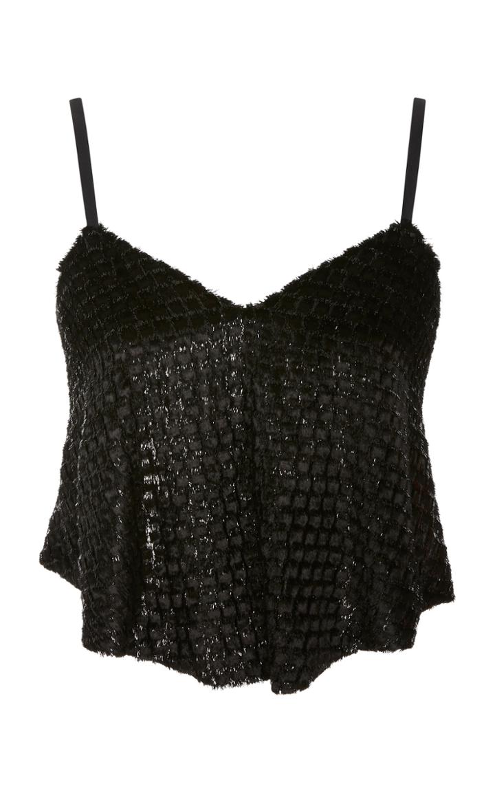 Brandon Maxwell Velvet Flutter Tank