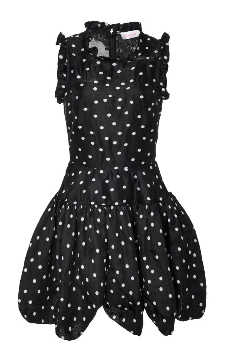 Ryan Lo Polka Dot Scalloped Hem Taffeta Dress