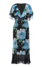 Moda Operandi Marchesa Draped Floral-print Silk Dress Size: 0