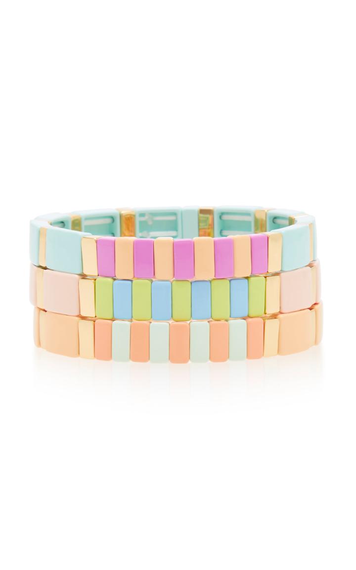 Roxanne Assoulin Soft Serve Set-of-three Gold-tone And Enamel Bracelet