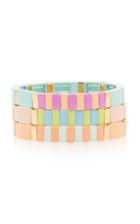 Roxanne Assoulin Soft Serve Set-of-three Gold-tone And Enamel Bracelet