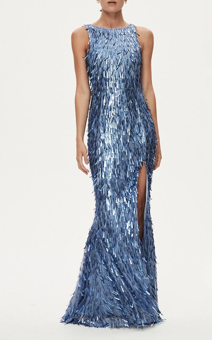 Moda Operandi Rachel Gilbert Opus Embellished Fringe Gown