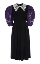 Miu Miu Collared Puff Sleeve Midi Dress