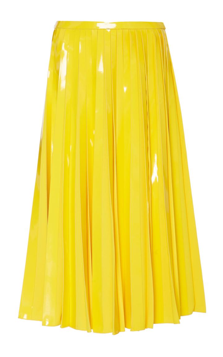 Ralph Lauren Nevina Leather-trim Pleated Skirt