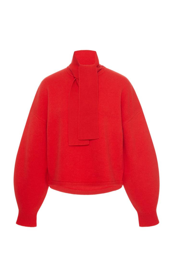Tibi Tie-neck Wool-blend Sweater