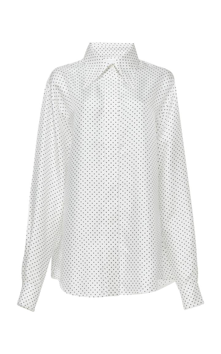 Victoria Beckham Polka Dot Pointed Collar Silk Crepe Top