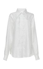 Victoria Beckham Polka Dot Pointed Collar Silk Crepe Top