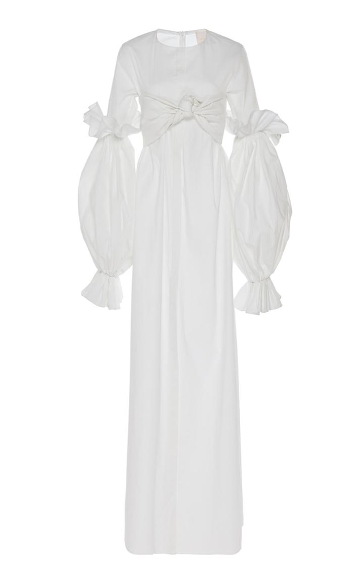 Leal Daccarett Ninfa Front-tie Cotton Shirt-dress With Puffed Sleeves