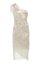 Moda Operandi Pamella Roland Asymmetric Fringed One-shoulder Chiffon Dress Size: 0