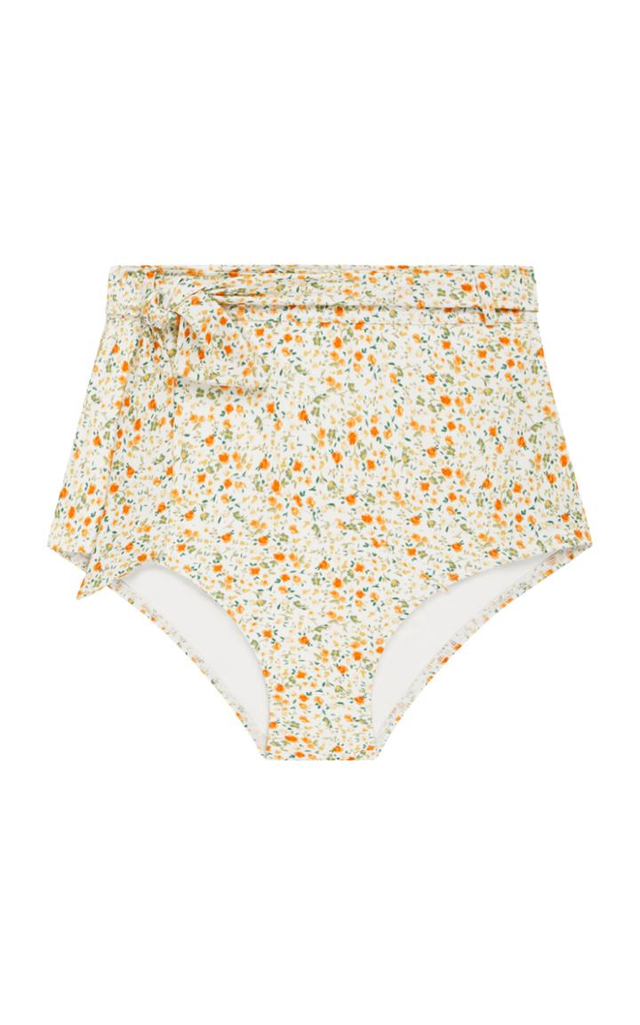 Moda Operandi Peony Belted Floral High-rise Bikini Bottom