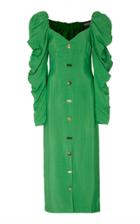 Rejina Pyo Betty Button-embellished Gathered Twill Midi Dress