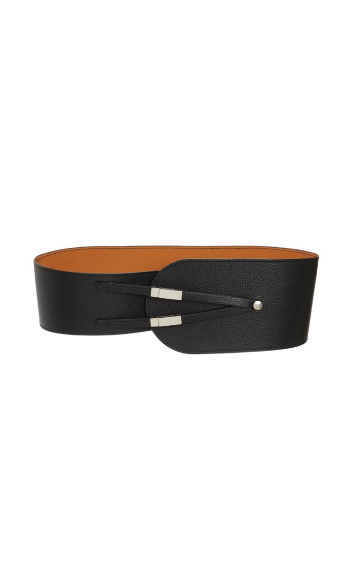 Maison Vaincourt M'o Exclusive Kyoto Wide Pebbled Leather Belt
