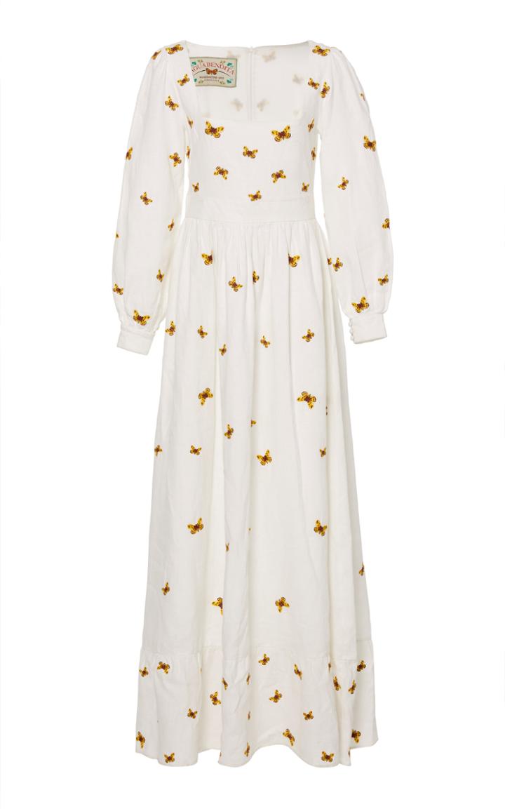Agua By Agua Bendita Curuba Embroidered Linen Dress