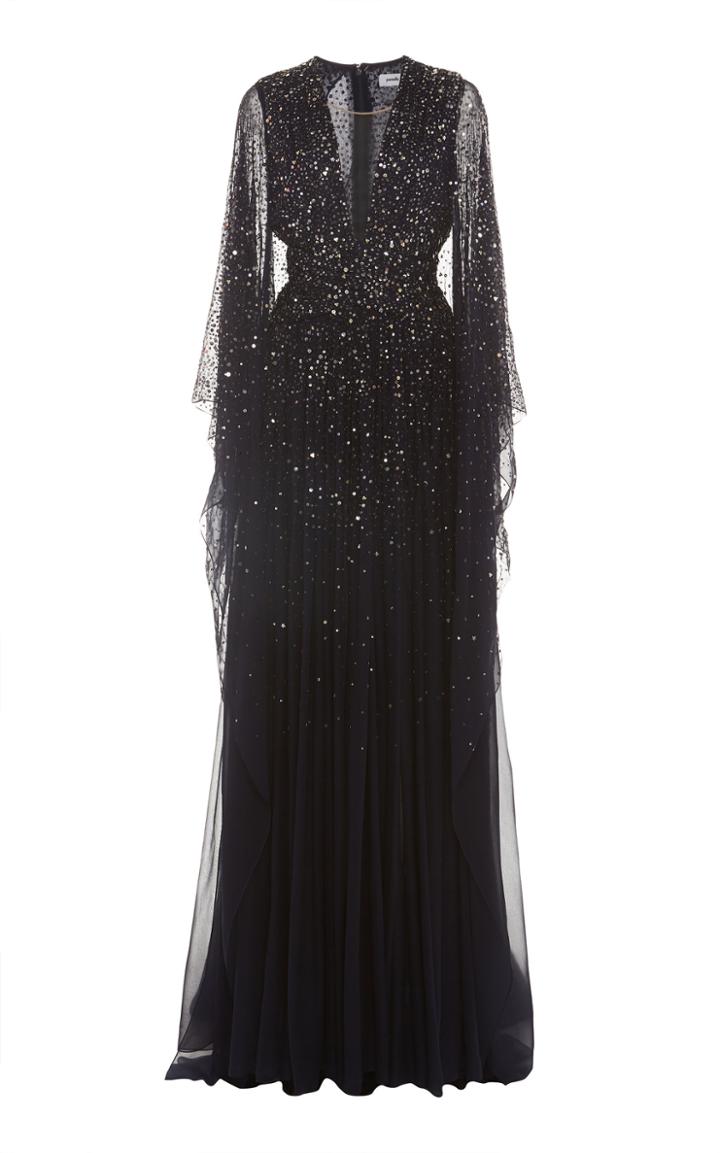 Pamella Roland Ombre Sequined Silk Gown