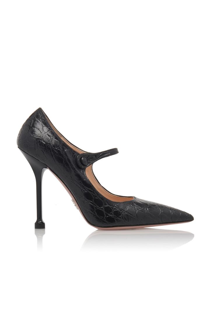Prada Embossed Stiletto Mary Jane Pumps