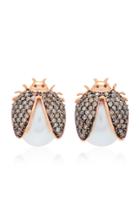 Carolina Neves 18k Rose Gold Pearl And Diamond Earrings