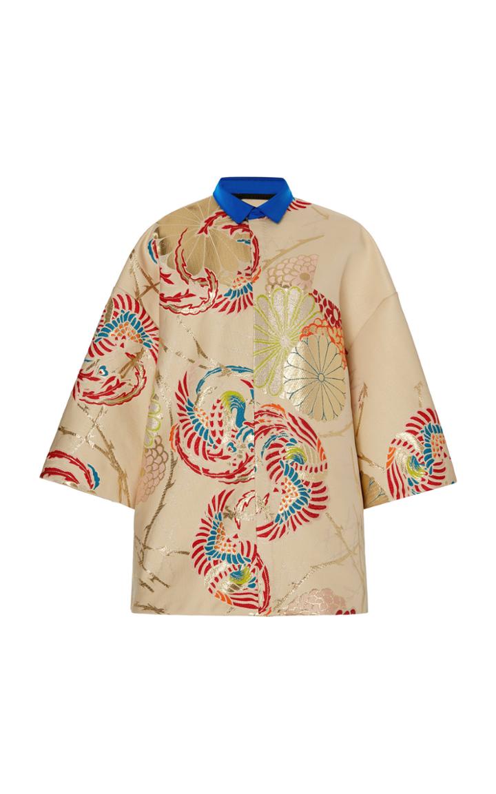 Moda Operandi Haider Ackermann Oversized Printed Satin Top Size: 34