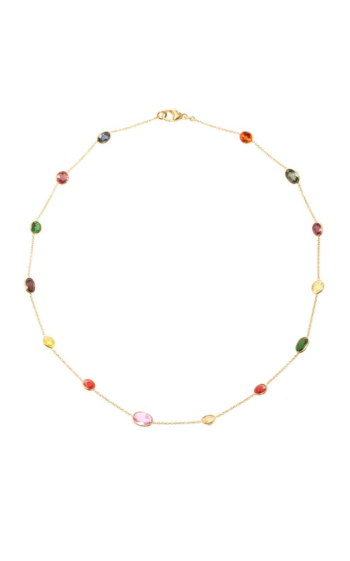 Renee Lewis 18k Gold Multi Colored Sapphire Necklace