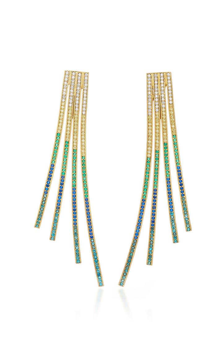 Joanna Laura Constantine Criss-cross Rainbow Gold-plated Brass And Cubic Zirconia Statement Earrings