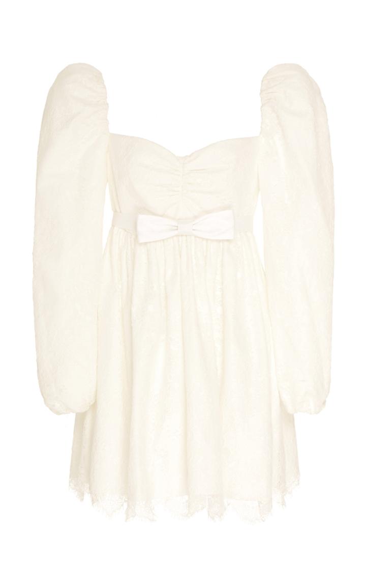 Markarian Borromeo Bow-embellished Lace Mini Dress
