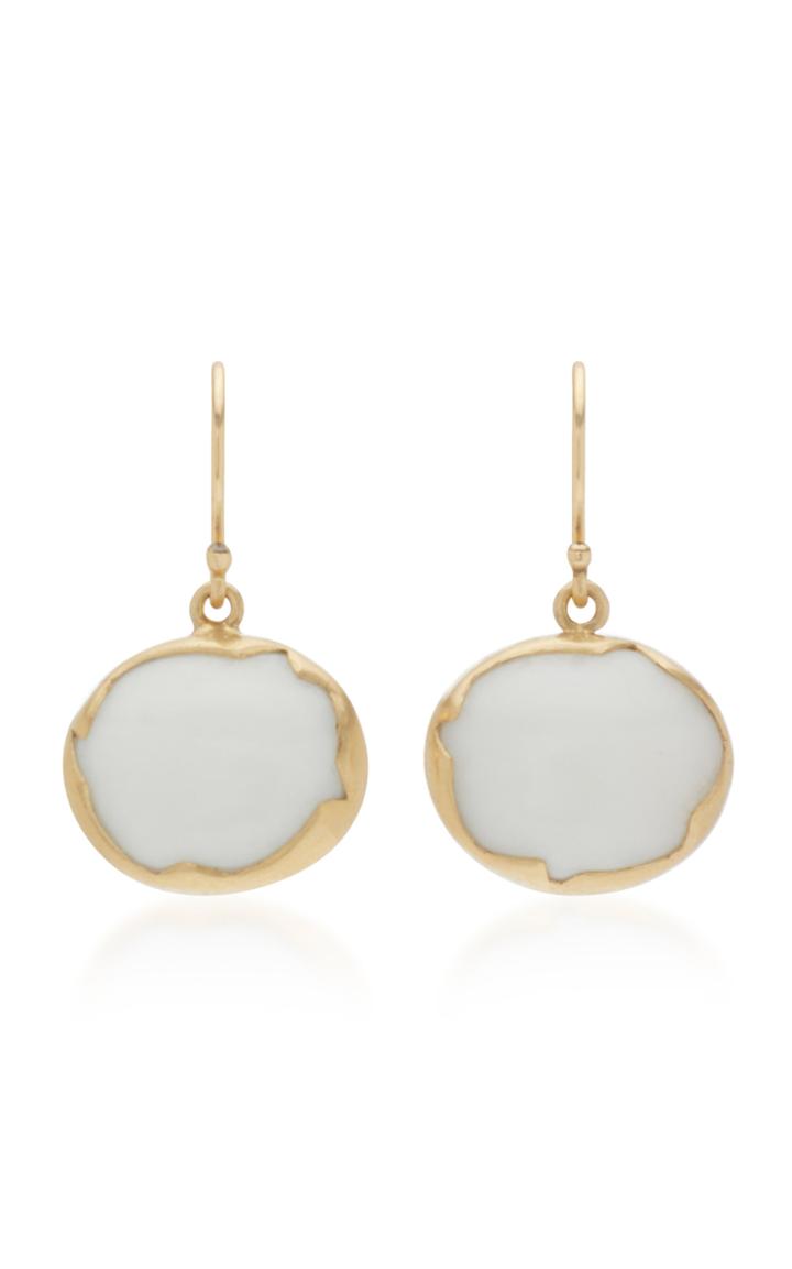 Annette Ferdinandsen Egg 18k Gold And White Coral Drop Earrings