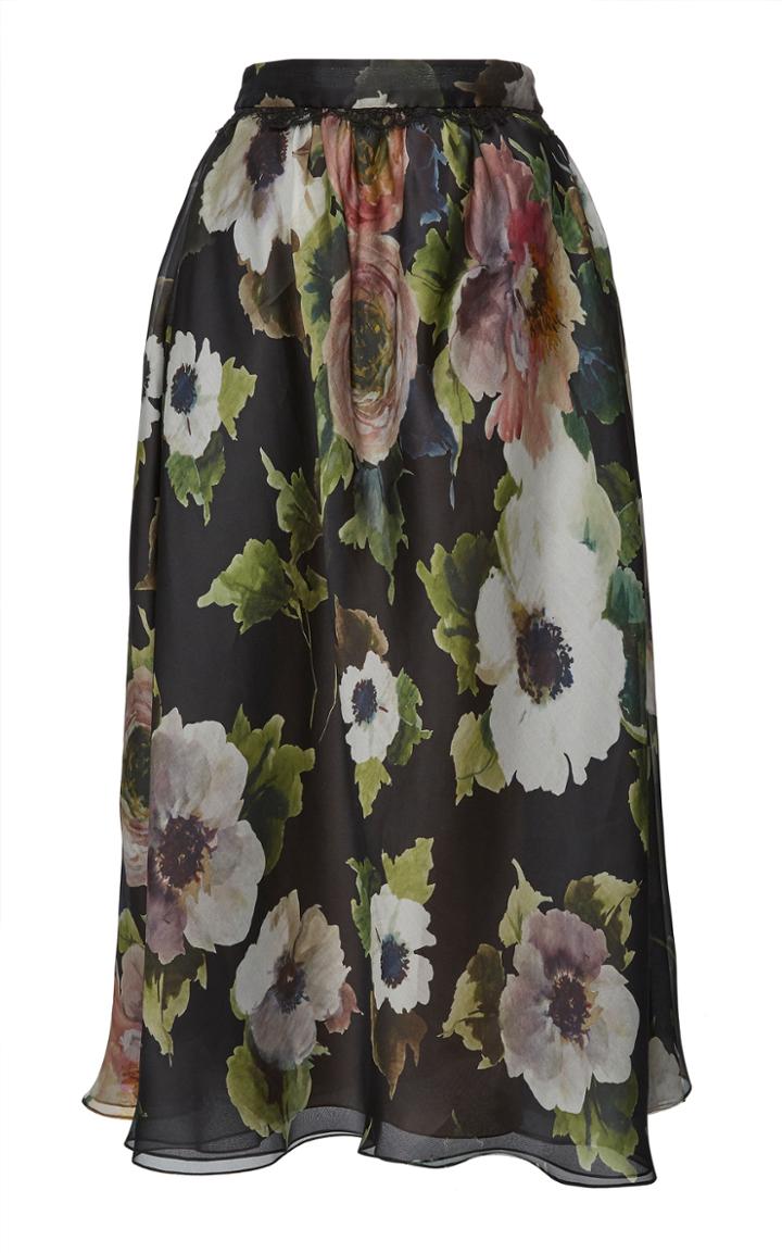 Marchesa Floral Printed Midi Skirt