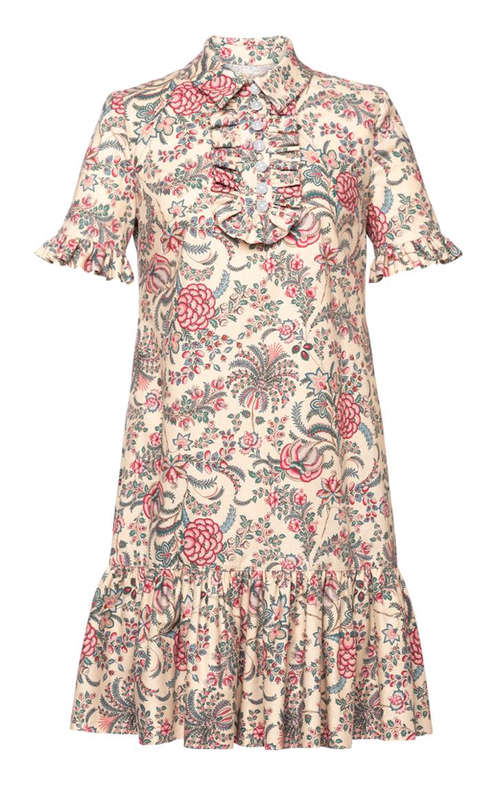 Moda Operandi Lena Hoschek Laissez-faire Ruffled Floral Cotton Mini Shift Dress