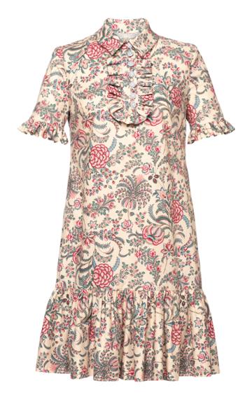 Moda Operandi Lena Hoschek Laissez-faire Ruffled Floral Cotton Mini Shift Dress