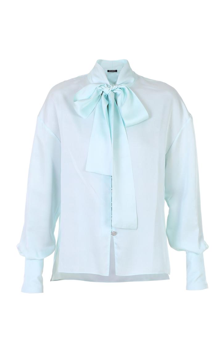 Balmain Pussy-bow Silk-satin Blouse