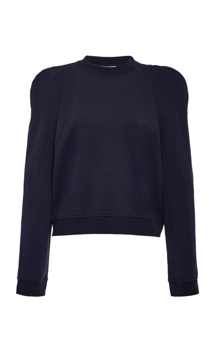 Tibi Sculpted Shoulder Cotton-blend Sweatshirt
