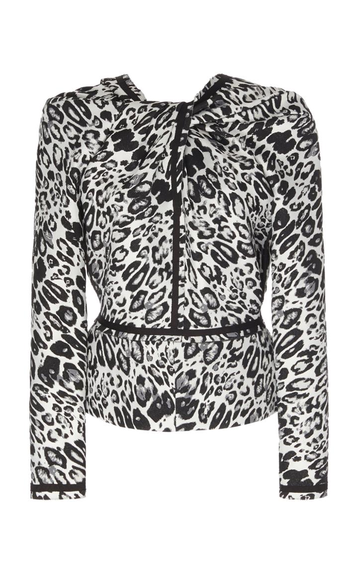 Moda Operandi Unttld Knot Leopard Jacquard Top Size: 2
