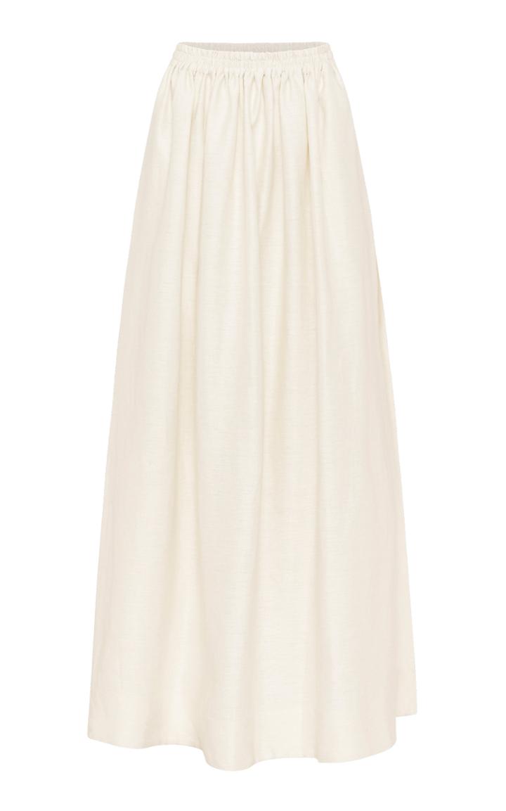 Matteau Gathered Linen-cotton Skirt