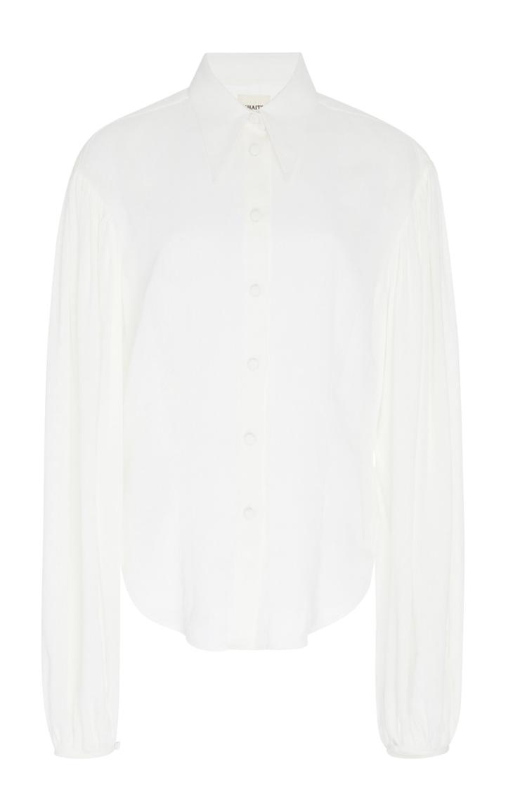 Khaite Octavia Linen-blend Button-up Top