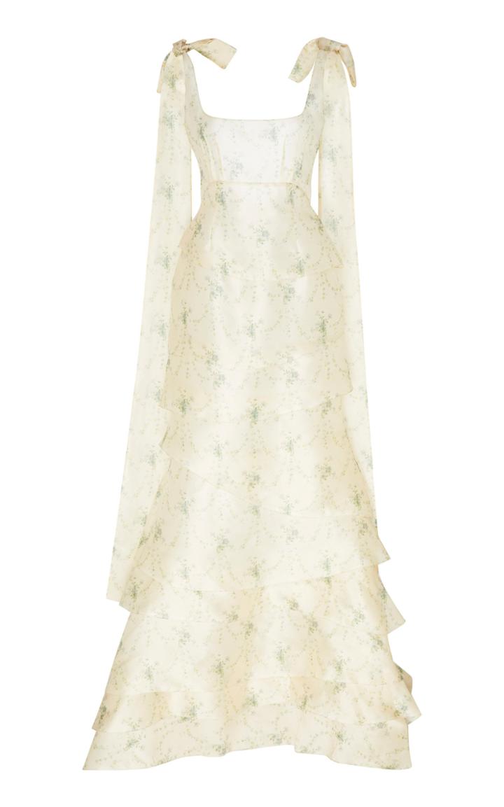 Moda Operandi Brock Collection Floral-printed Asymmetric Silk Gown Size: 0