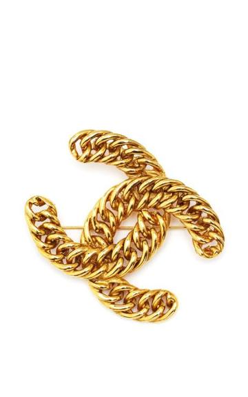 Vintage Chanel Gold Chain Cc Brooch From What Goes Around Comes