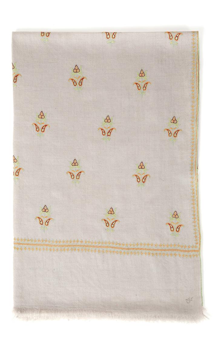 Kashmir Loom Buta Pale Grey Shawl