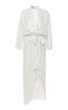 Monique Lhuillier Butterfly Printed Satin Faux Wrap Dress