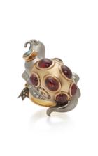 Sylvie Corbelin Lucky Snail 18k Gold Oxidized Silver Garnet And Diamond Ring