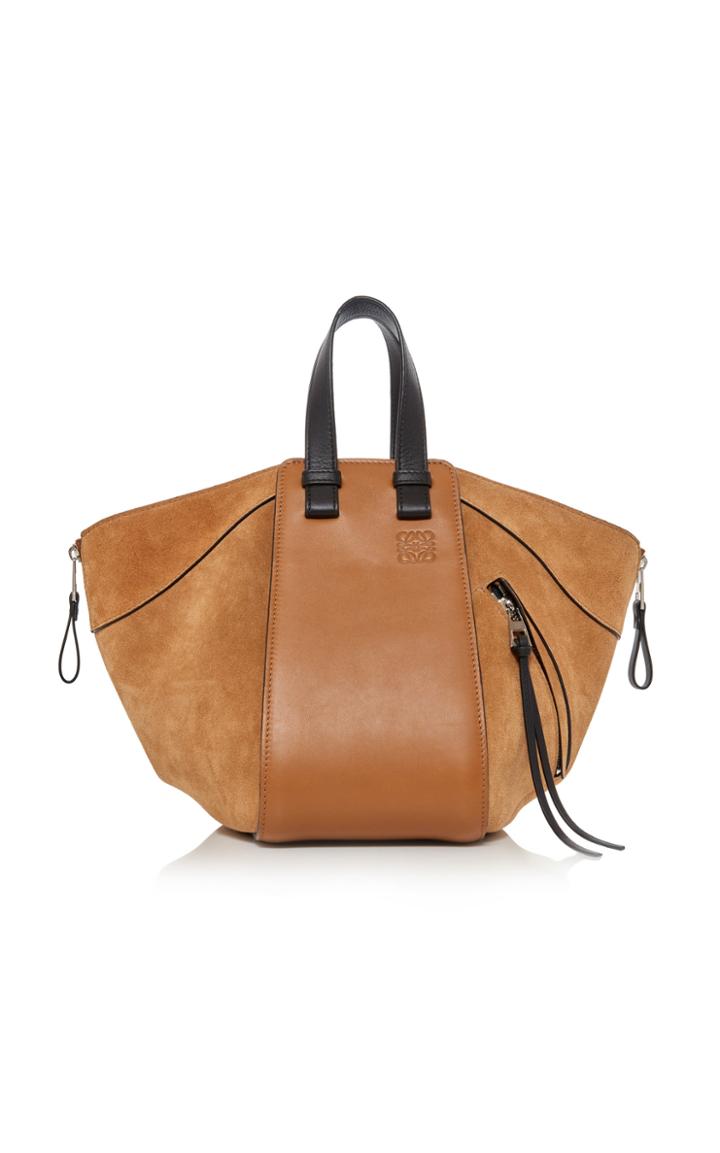 Moda Operandi Loewe Hammock Small Contrasting Suede Leather Tote