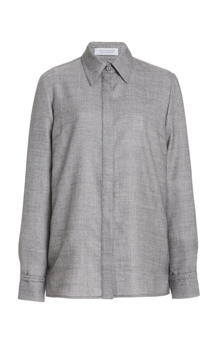 Moda Operandi Gabriela Hearst Cruz Collared Wool Shirt