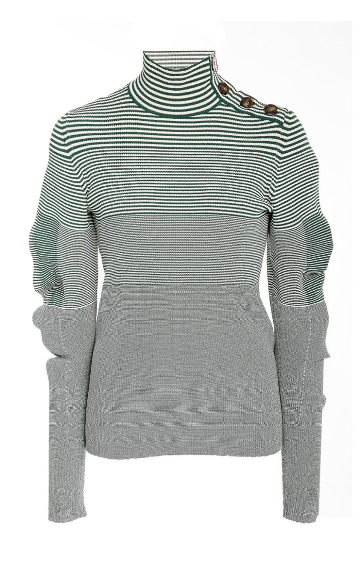 Cdric Charlier Striped Fitted Knit Turtleneck Sweater