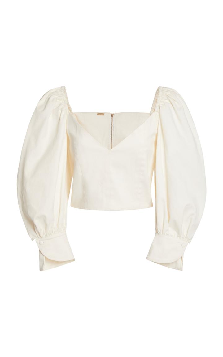 Cult Gaia Debi Printed Silk-crepe Top