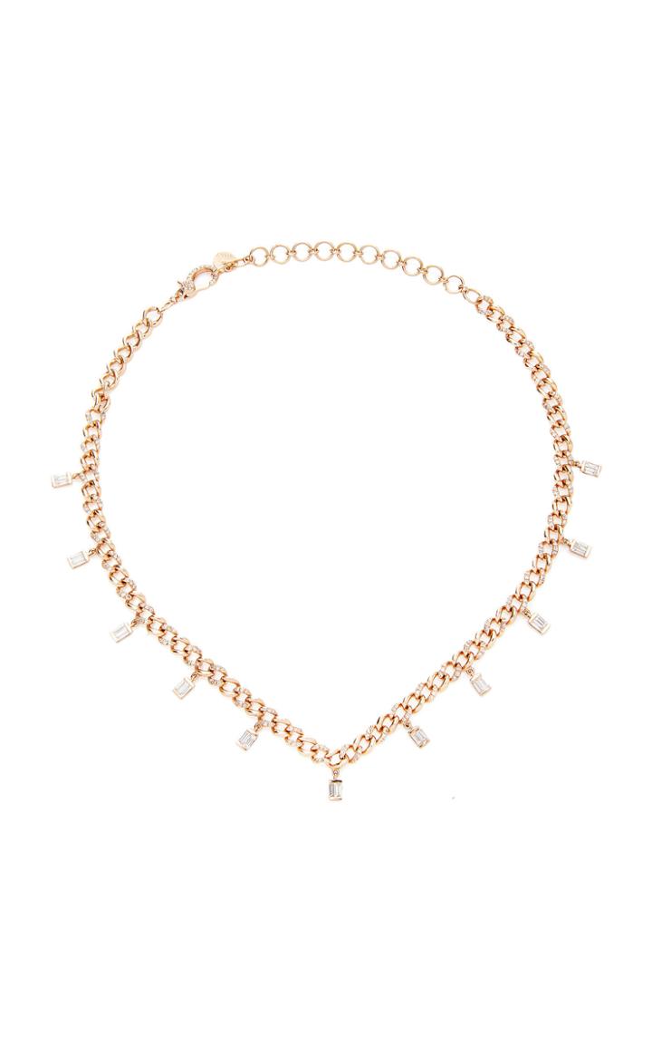 Moda Operandi Shay 18k Rose Gold Alternating Pave Baguette Drop Link Choker