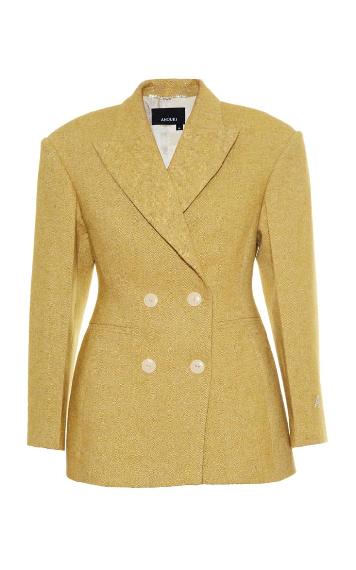 Moda Operandi Anouki Double Breasted Slim Waisted Tweed Blazer