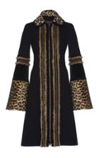 Andrew Gn Wool Coat With Leopard Trim