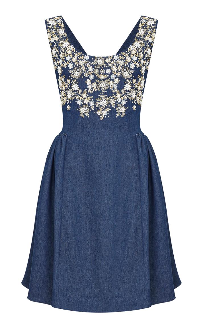 Razan Alazzouni Embellished Denim Mini Dress