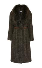 Fabiana Filippi Checkered Coat With Fox Fur Collar