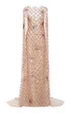 Moda Operandi Pamella Roland Grid Cape-effect Double-layer Chiffon Dress Size: 2